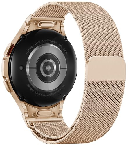 Faliogo One-Click Metallarmband kompatibel mit Samsung Galaxy Watch 7 6 5 4 FE – Magnetband für 40 mm, 44 mm und 45 mm, 47 mm, Roségold