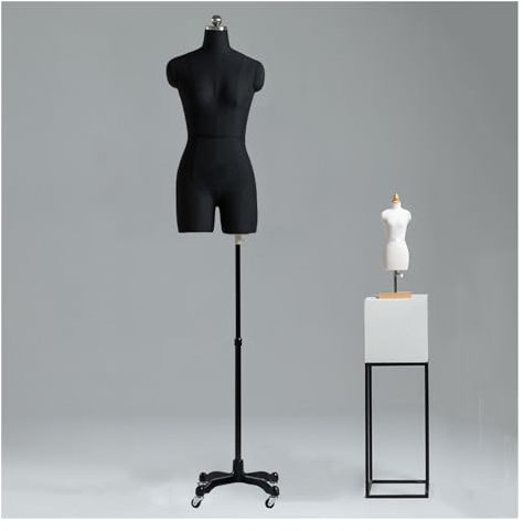 schneiderpuppe Schneiderpuppe Damenbüste Weiblich Schneiderbüste Halbkörper Gespaltenes Bein, Schaufensterpuppe Mit Beweglichen Universalrad Für Kleidung Schmuck Display for Clothing Shop Dresses(Blac