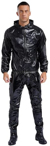 Yihuimin Combinaison Sauna de Sudation Homme Combinaison de Sport Survetement Sweat Pantalon Jogging Cyclisme Entraînement Perte de Poids Noir M