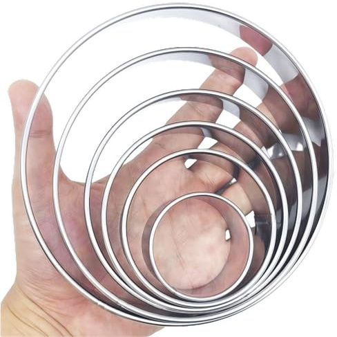DOCZEN 6 PCS Round Cookie Cutter Set (2, 3, 3.5, 4, 5, 6 Inch) - Biscuit Cutters For Baking - Large Circle Cookie Cutters Variety Pack, Metal Stainless Steel, 6 Pack