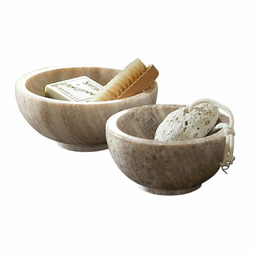Loberon Schale 2er Set Isamont, grau | Handgefertigt, Zwei Größen, Natürliche Farb- & Musterunterschiede, Zeitloses Design, Dekoration, Wohn-Accessoires, Marmor