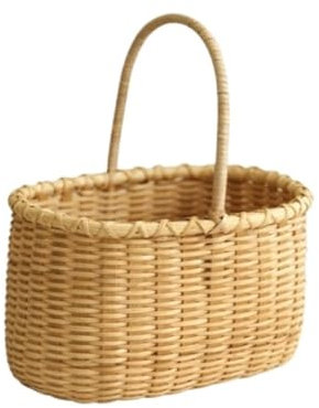 Picknickkorb Handgefertigter, aus Rattan gewebter Aufbewahrungskorb, tragbarer Picknickkorb, Einkaufskorb, Bambus, gewebter Bambuskorb, Geschenk Picnic Basket(15 * 23 * 15+14cm)