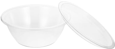 Cabilock Large Transparent Deep Mixing Bowl with Splash Lid Sturdy Pet Dough Kneading and Salad Prep Basin Multipurpose Kitchen Dish Pan for Food Storage and Meal Preparation