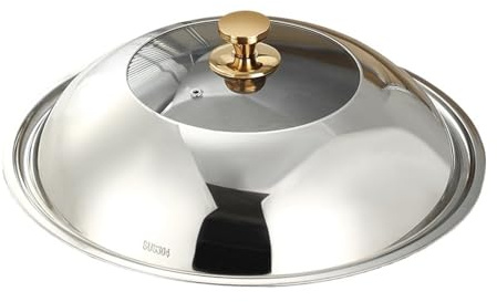 WOTZOV Topfdeckel Topfdeckel Ersatzdeckel Küchentopf Pfannendeckel Brat-Wokdeckel mit Knopf Edelstahl Glastopfdeckel Wokdeckel Deckel Ersatztopfdeckel Sauteusendeckel,B 32CM