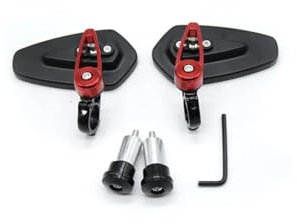 SQNYDH Außenspiegel Motorrad-Lenkerendenspiegel Für Yamaha R6 R25 R3 FZ1 Für FAZER FZS 1000S YZF 600R YZF600R Lenkerenden-Rückspiegel Motorrad Seitenspiegel Rückspiegel(Rot)