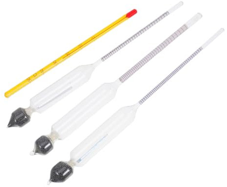 Cabilock 3stücke Hydrometer Für Wein Und Spirituosen Alkoholmessgerät Aus Glas Thermometer Mit Dreifacher Messreihe Zum Messen Von Alkoholgehalt Und Spezifischem Gewicht