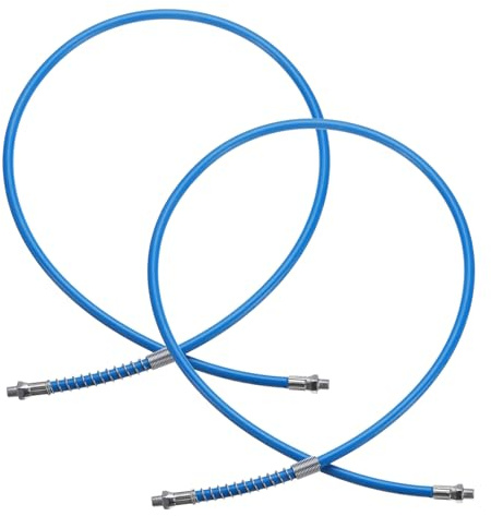 sourcing map Fettpressen-Schlauch, 120,9 cm, 10.000 PSI, Feder-Flex, Hochdruck-Schnellspanner, Schmierersatz mit Kupplung, 0,3 cm NPT-Gewinde für Fettpresse, Blau, 2 Stück