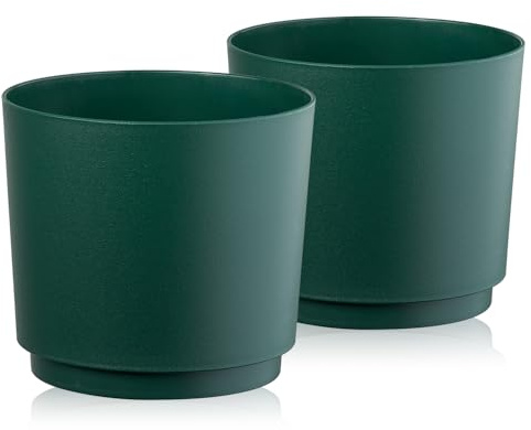 Tymar Übertopf Matte, Blumentopf, Blumenübertopf aus Kunststoff, 2er-Pack (Ozean; ø 22,5 cm)