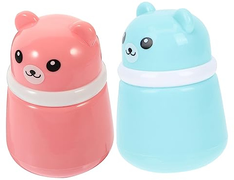 TOYANDONA Estuche Compacto Para Polvos Corporales y Borlas Para Bebés, 2 Piezas, Diseño Oso, Color Rosa y Azul, Práctico y Portátil, Para Uso Doméstico y Viaje, Adecuado Para Recién Nacidos