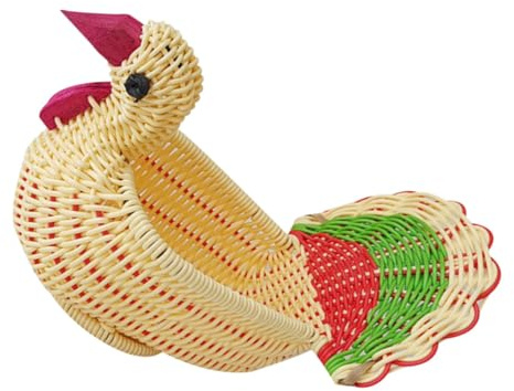 Holibanna Chicken Shape Woven Basket Imitation Rattan Basket for Easter Eggs Storage for Kitchen Home Decor