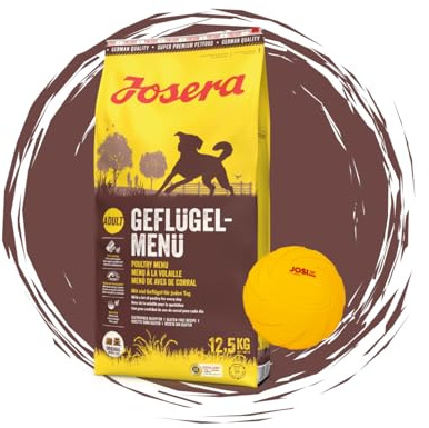 Josera - Hundefutter - Josera Exclusive Geflügelmenü - Trockenfutter 12,5 KG + Goodie Frisbee - Viel Geflügel für jeden Tag & glänzendes Fell