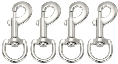 PATIKIL 4Pcs Flag Swivel Snap Clips, 3.2 Inch Heavy Duty Alloy Flag Pole Snaps Hooks Stainless Flagpole Accessories for Rope Hardware Key Chain Leash Leather Craft, Silver Tone