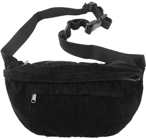 Bauchtasche Damen Herren Cord groß Crossbody Bag Brusttasche Gürteltasche Hüfttasche Umhängetasche für Reisen Schule Arbeit und den täglichen Gebrauch Geschenke, Schwarz