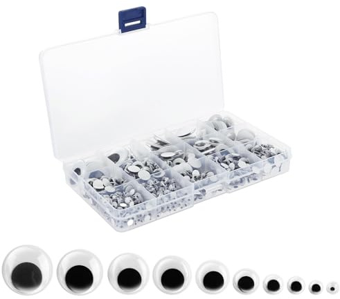 ASelected 900 Stück Wackelaugen Selbstklebend, Bastelaugen Selbstklebend, Wiggle Googly Eyes, Kunststoff Bastelaugen für DIY Handwerk Machen