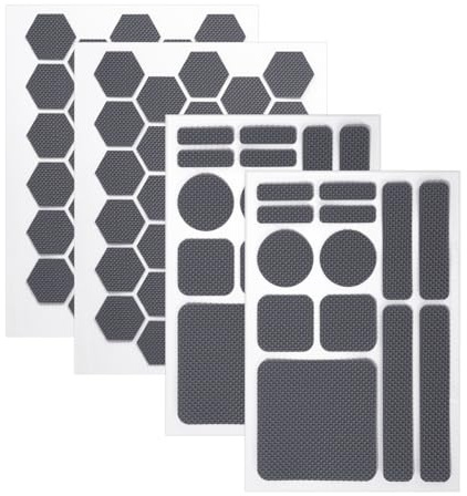 4uds Pegatinas de Agarre para Teléfono Móvil, Textura de Diamante Antideslizantes Cinta Antideslizante con Forma Hexagonal Redonda y Cuadrada para Controladores Cámaras (Gris)