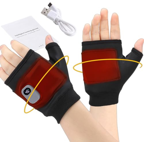 Gants Chauffants sans Doigts | Gants Électriques sans Doigts Portables | Mitaine Rechargeable Affichage Numérique pour Voyage Maison Extérieur Cyclisme Ski Travail
