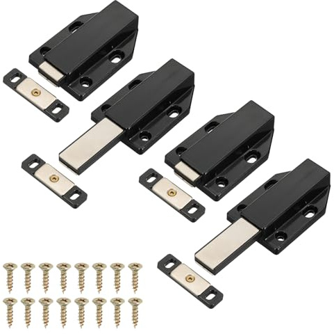 PATIKIL 4 Pcs Magnetic Push Latch, 4.57 x 1.85 Big Single Push to Open Door Touch Latches Cabinet Push Release Press Out Catches for Hidden Kitchen Wardrobe Closure Drawer, Black