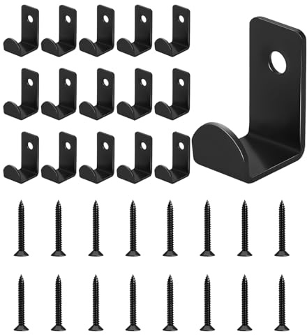 TAKONE Garderobenhaken Schwarz 16 Stück Metall Zum Schrauben | 16 Metallhaken, mattschwarz, mit Schrauben, bis 2 kg, für Jacken & Taschen