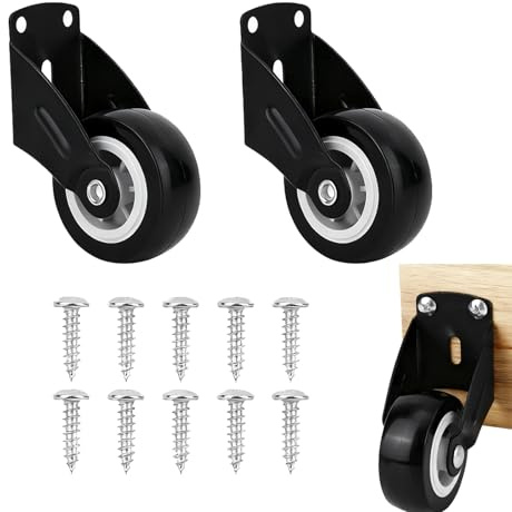 2pcs Adjustable Heavy Duty Steel & Rubber Bottom Support Caster, Replacement for Wooden/Swing/Roller/Fence Gates
