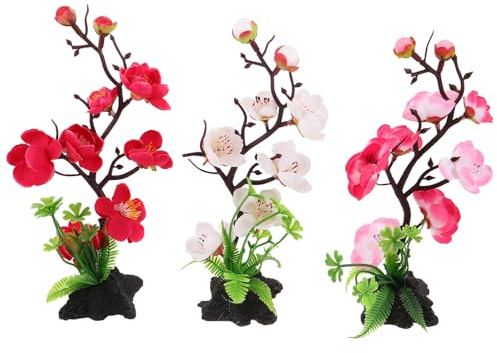 Toyvian 3piezas Adornos Decorativos Japoneses Flor de Ciruelo Bandeja para Servir Sushi Decoraciones para Platos de Sushi Plantas Artificiales para Presentación de Comida Restaurante Japon