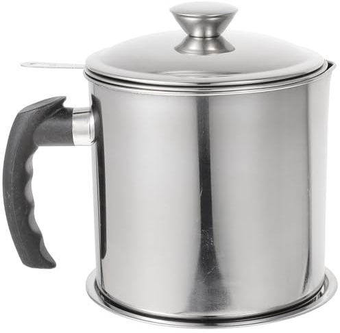 TOYANDONA Aceitera Coladora de Acero Inoxidable 304 Tapa y Filtro, Capacidad 1,8l, Recipiente para Aceite Usado en Cocina Doméstica, Olla para Grasa y Almacenamiento Limpio
