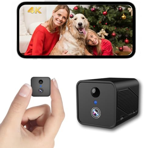 Bextgoo Mini Überwachungskamera Innen WLAN, 4K Mini Kamera mit Überlegener Nachtsicht –Völlig Blendfrei, Ultra Niedriger Stromverbrauch, 50 Tage Betrieb, 30-Tage Cloud-Test + Lokaler Speicher