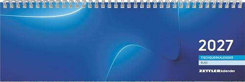 Tischquerkalender 1W/2S blau 2027: Wochenkalender 32 x 11 cm mit 1 Woche auf 2 Seiten, Monatsübersichten, Spiralbindung & Stundeneinteilung 7-20 Uhr für Büro & Homeoffice | Wochenkalender 32 x 11 cm mit 1 Woche auf 2 Seiten, Monatsübersichten, Spiralbindung & Zeiteinteilung 7-20 Uhr für Büro