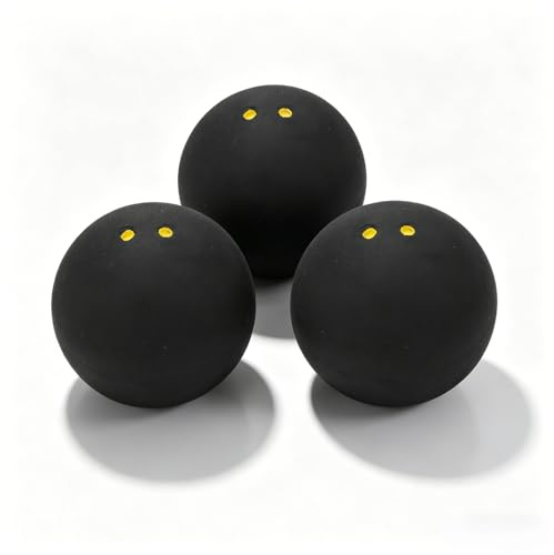 Tomedny 3 Stück Squashball mit doppeltem gelben Punkt, Wettkampf-Squashball, Trainings- und Übungs-Racquetball für Anfänger bis Fortgeschrittene
