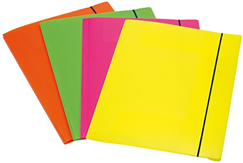 Fellowes 1028001 Cartella 3 Lembi Shocking File, Confezioni 4 Pezzi, Fluo, Assortiti
