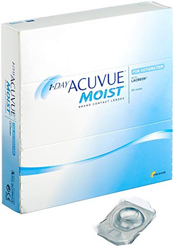 Acuvue 1-Day Moist for Astigmatism, torische Tageslinsen weich, 90 Stück / BC 8.5 mm / DIA 14.50 / CYL -1.25 / ACHSE 60 / -6.5 Dioptrien