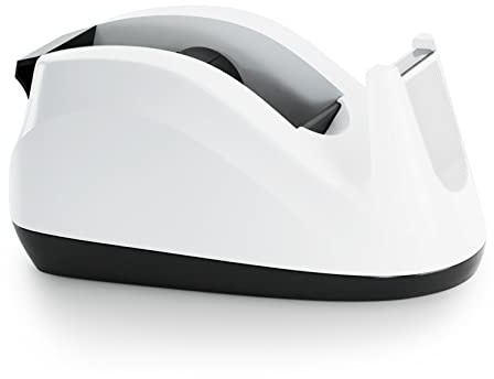 BeeChamp Heavy Base Nonskid Desk Tape Dispenser One-Hand Dispensing (White)
