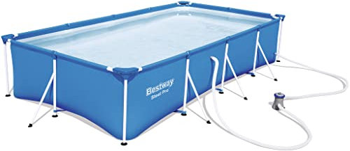 Bestway 56424 Piscine hors sol Steel Pro™ 400 x 211 x 81 cm, filtre à cartouche, Bleu