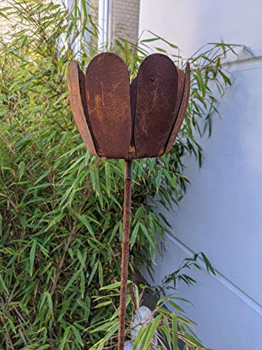 Zen Man Edelrost Gartenstecker Metall Garten Blumen Rost Gartenskulptur aus Metall Garten Figure Rost Glück Symbol Gartendeko 030561 15 * 15 * 115cm