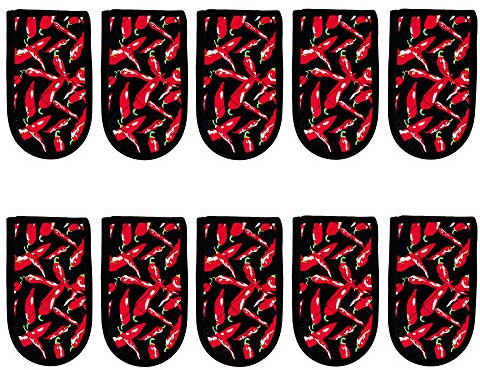 EHOMEA2Z Cast Iron Skillet Pan Pot Holder Covers Mitts Black Non-Slip Washable Sleeves for BBQ Baking Kitchen Cotton Commercial Grade (Chili, 10)