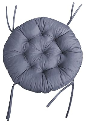 chilly pilley® Polster für Papasansessel - Rundkissen - Auflage Polster für Papasansessel -Sesselkissen Sitzkissen Gesteppt mit Schlaufen (Grau, 130cm)
