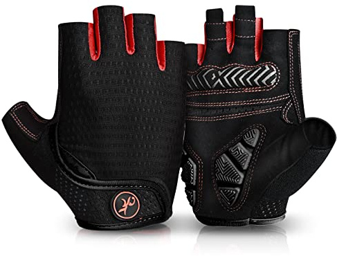 MOREOK Fahrradhandschuhe für Herren Damen Sommer Radsporthandschuhe Halbfinger 5MM SBR Gel rutschfeste/stoßdämpfende Handschuhe für Mountainbike, Rennrad & Downhill
