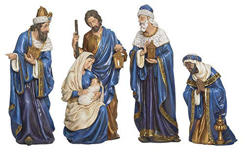 Joseph's Studio by Roman Krippen-Set, religiöse Weihnachtsdekoration, 38,1 cm, Blau und Gold, 4-teilig