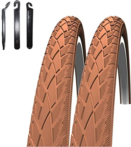2 x Schwalbe Road Cruiser Fahrradreifen Braun 47-559 (26 x 1,75) inkl. 3 Reifenheber