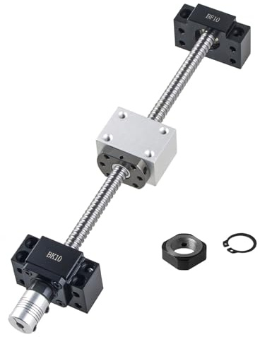 CNCYEAH SFU1204 Husillo de bolas de 250 mm, acero inoxidable, guía lineal con extremo mecanizado y husillo de bolas BK10/BF10 + tuerca circulante + acoplamiento piezas CNC