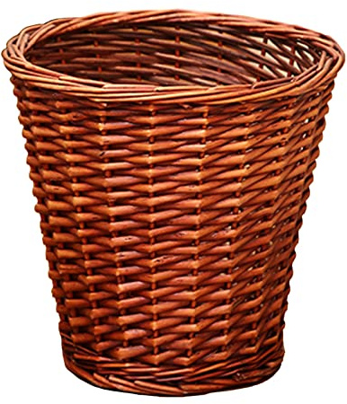 Advap Poubelle Ronde, Corbeille à Papier en Osier tissée à la Main, sans Couvercle, Poubelle en rotin pour Chambre à Coucher, Salon, Cuisine, Bureau - Marron foncé