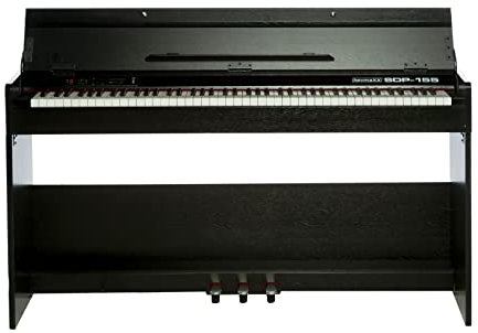 keymaXX Digital Piano 88 Tasten, Hammermechanik, anschlagdynamisch, gewichtet, Anfänger E-Piano schwarz mit Pedalen, Klavierständer, Tasterturabdeckung und 128 Stimmen, SDP-155