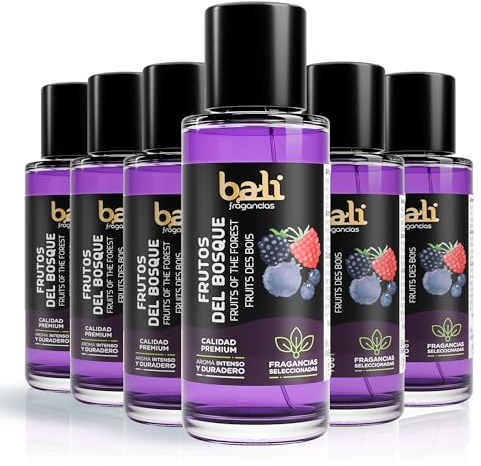 Bali fragancias Pack de Esencias al Aceite de Frutos del Bosque para Humidificador. Set de Ambientadores Afrutados en Esencia para Difusor. Aceite para Quemador de Aromaterapia. 50 ml. 6 Unidades