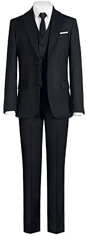 Marvelous World Boys Suits Black Slim Fit Size 10 Formal Suits for Kids Toddler Tuxedos Dresswear Ring Bearer Outfit Boys' Wedding Suits Set Dress Clothes Teen Youth 5-Piece Adjustable Waist