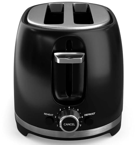 TESLA TS200BX - Tostadora (700-850 W, 2 rebanadas, tipo calentador de alambre de nicrom, bandeja para migas extraíble, descongelar, recalentar) Negro-óxido