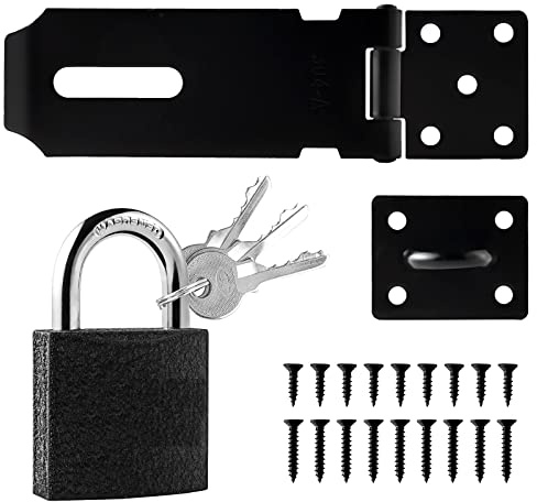 Sinofort 3 Inch Shed Lock, Stainless Steel Gate Lock with Screws, Black