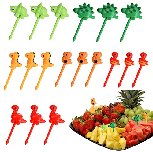 18 Pcs Plastic Animal Fruit Forks Cartoon Food Toothpick for Kids Mini Dinosaur Food Picks for Kid Cute Bento Fruit Food Picks Lunch Box Accessories for Fruits Cake Dessert Pastry Children Party Decor