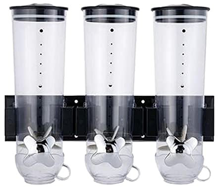 misppro Distributeur mural de nourriture sèche de cuisine avec petites tasses – Triple noir