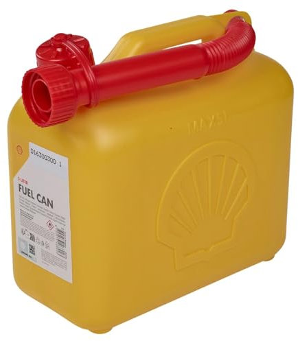 URBNLIVING 5L Shell Fuel Petrol Jerry Can Gas Tank with Hanging Handle & Pouring Nozzle Spout