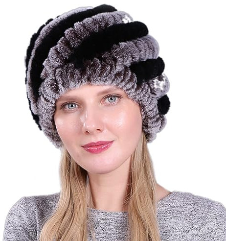 ISAKEN Damen Fellmütze Pelzmütze Faux Fuchs Warm Weich Pelz Mütze Herbst Winter Plüschmütze Eleganter Kunstfell Strickmütze Beanie Mütze Wintermütze Für Frauen Für Zuhause Reisen Skiwandern