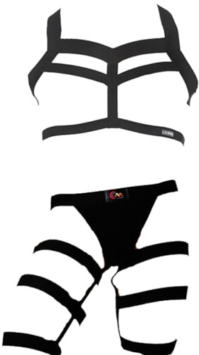 LJJCSFF Men's Sexy Body Harness Hollow Out Halter Underwear Men's Elastic Body Chest Harness Bodysuit Gay Jockstrap Leotard Thong